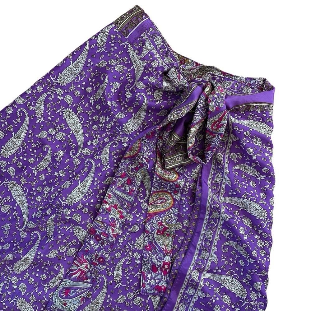 Impressions Boho Purple Paisley Print Maxi Wrap Skirt Women’s Large - Picture 2 of 6